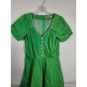 trollied dolly Mod Cloth Size Small midi dress green spinkles retro rockabilly